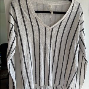 Anthropologie Striped V-Neck Blouse